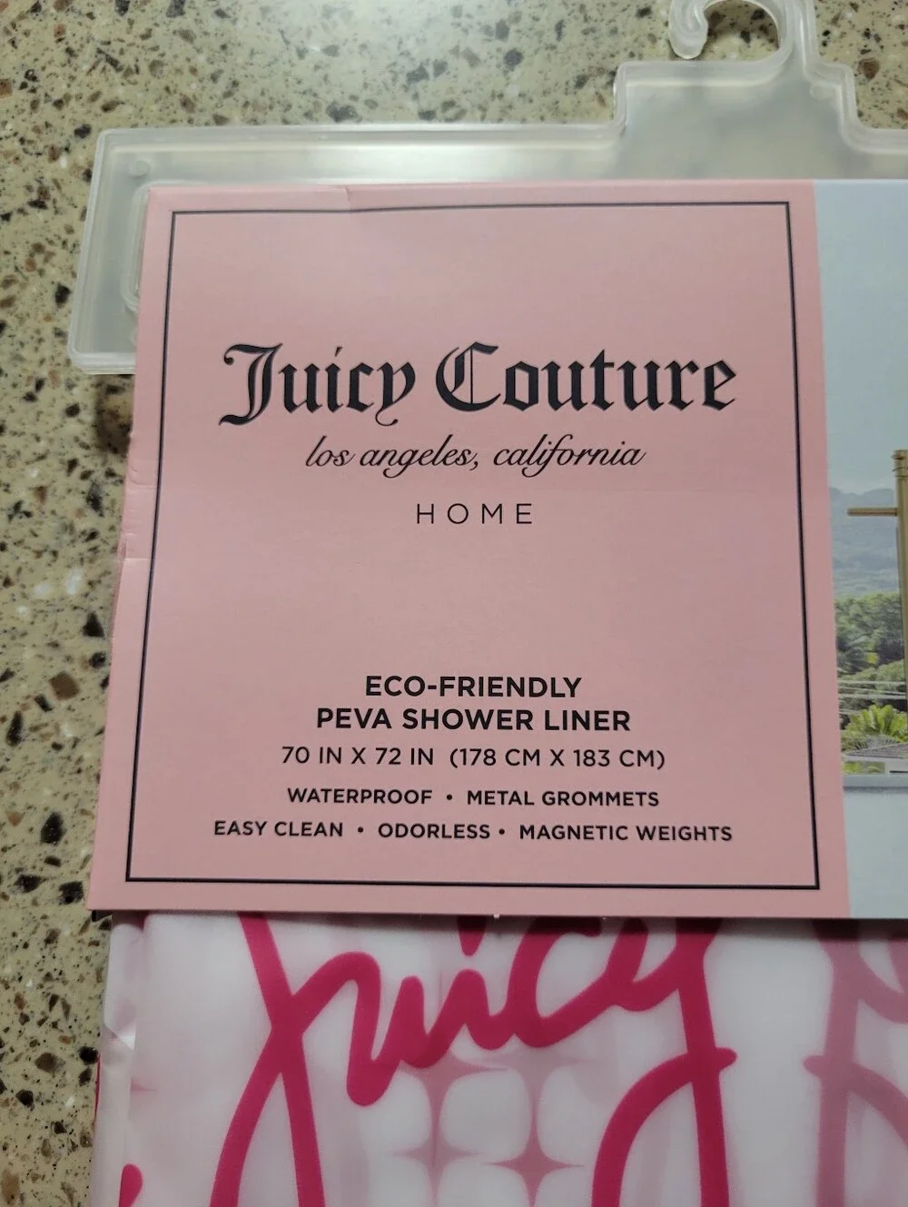 Juicy Couture PEVA Shower Curtain Diamonds Hearts Juicy Spellout Pink 70x72 Y2K